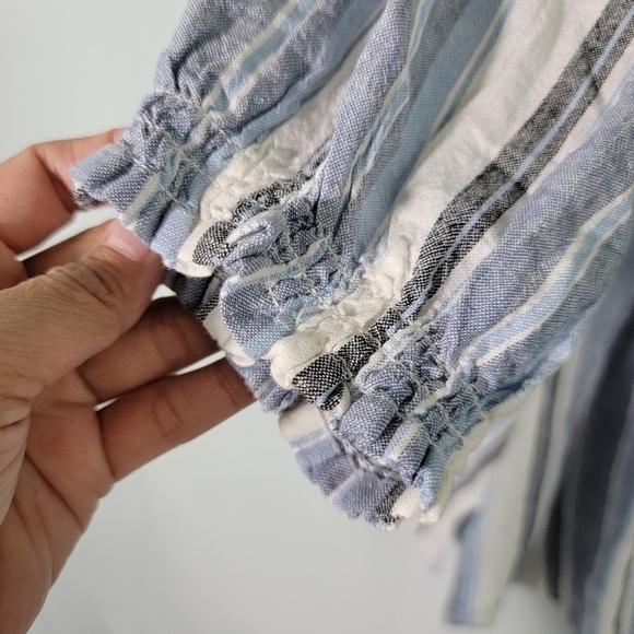 NWT Lane Bryant Women Gray/White Striped Relaxed 3/4 Sleeve Scoop-neck Blouse 22 - Picture 8 of 11